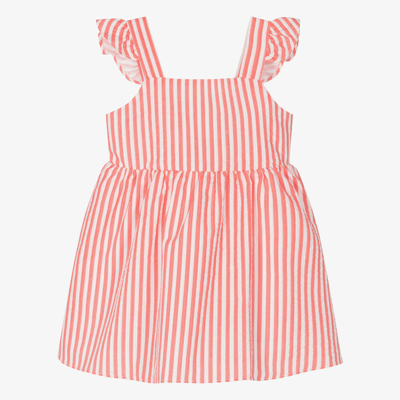 Dr Kid Babies' Girls Red & White Striped Cotton Dress