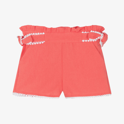 Dr Kid Babies' Girls Red Linen & Cotton Shorts