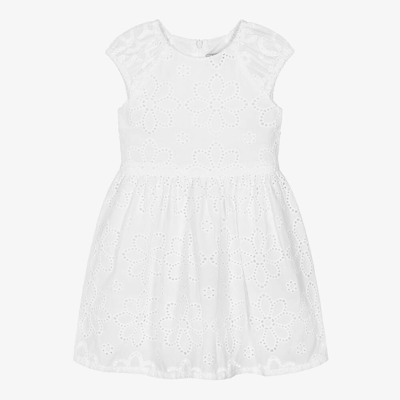 Dr Kid Kids' Girls White Broderie Anglaise Dress