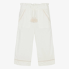 DR KID GIRLS IVORY LINEN & COTTON TROUSERS