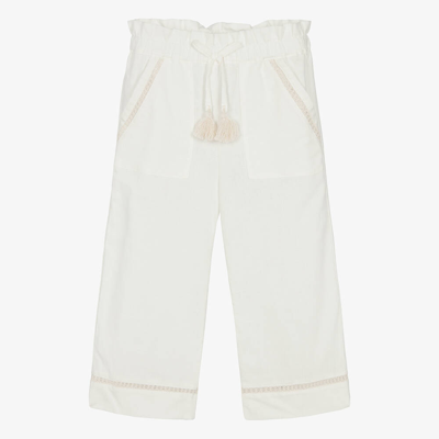 Dr Kid Kids' Girls Ivory Linen & Cotton Trousers