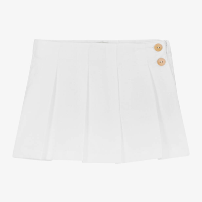 Dr Kid Kids' Girls White Pleated Cotton Skort