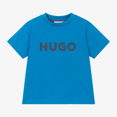 Hugo Kids'  Boys Blue Cotton T-shirt In 蓝色
