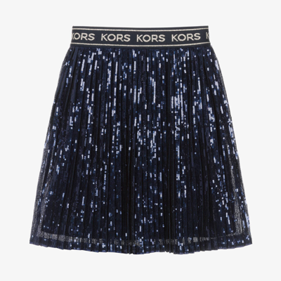 Michael Kors Kids' Girls Blue Pleated Sequined Skirt