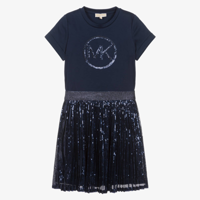 Michael Kors Teen Girls Blue Sequin Cotton & Tulle Dress