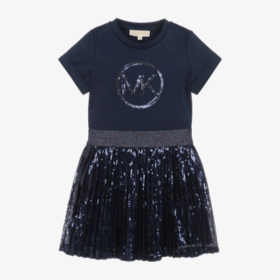 Michael Kors Kids' Girls Blue Sequin Cotton & Tulle Dress