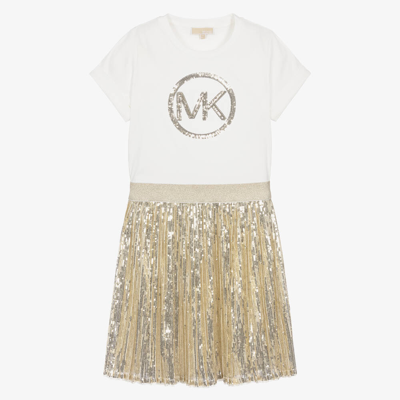 Michael Kors Teen Girls Gold Sequin Cotton & Tulle Dress | ModeSens