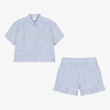 GIVENCHY TEEN GIRLS BLUE SWAROVSKI CRYSTAL SHORTS SET