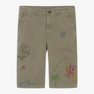 Zadig & Voltaire Kids' Boys Khaki Green Cotton Twill Shorts