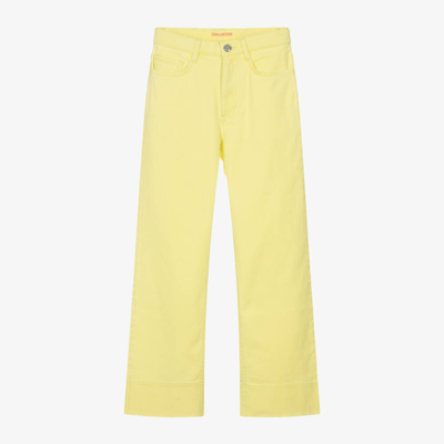 Zadig & Voltaire Kids' Girls Yellow Denim High-waisted Jeans