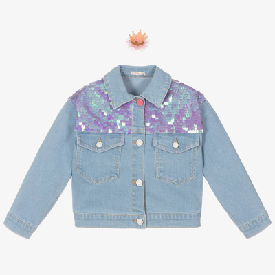 Billieblush Kids' Girls Blue Sequin Denim Jacket