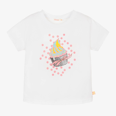 Billieblush Kids' Cupcake Print Cotton T-shirt In White