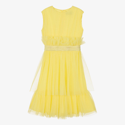Karl Lagerfeld Kids Teen Girls Yellow Pleated Tulle Dress