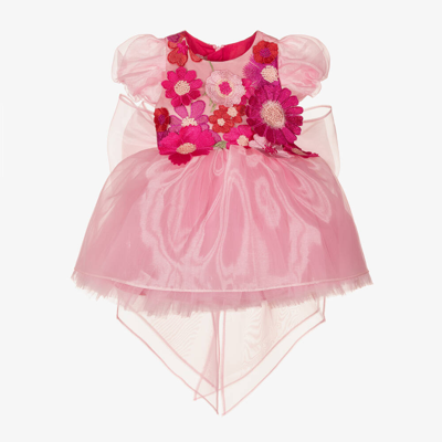 Junona Baby Girls Pink Floral Organza Dress
