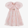 JUNONA GIRLS PINK BUTTERFLY & FLORAL TULLE DRESS