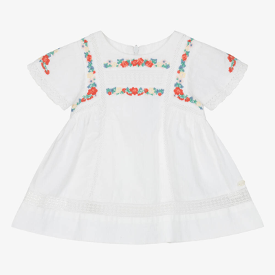 Tartine Et Chocolat Babies'  Girls White Embroidered Cotton Dress