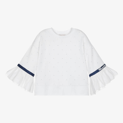 Monnalisa Teen Girls White Diamante Sweatshirt