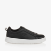 CALVIN KLEIN TEEN BLACK FAUX LEATHER SLIP-ON TRAINERS