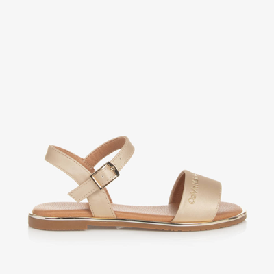 Calvin Klein Kids' Girls Ivory Faux Leather Sandals