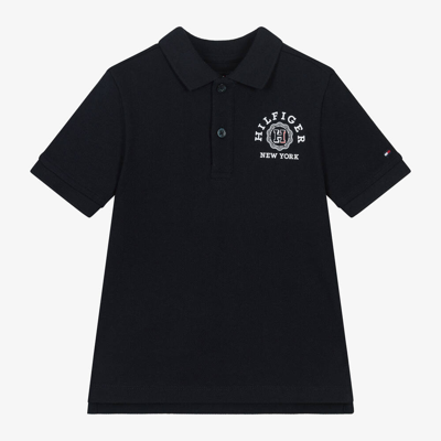 Tommy Hilfiger Kids' Boys Navy Blue Cotton Polo Shirt