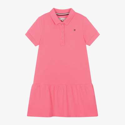 Tommy Hilfiger Kids' Girls Pink Cotton Polo Shirt Dress In Fuchsia