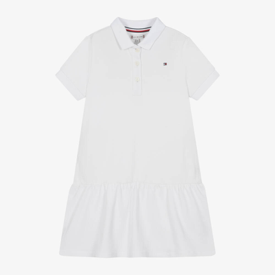 Tommy Hilfiger Kids' Girls White Cotton Polo Shirt Dress