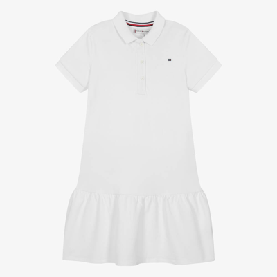 Tommy Hilfiger Teen Girls White Cotton Polo Shirt Dress