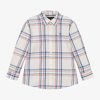 TOMMY HILFIGER BOYS IVORY CHECKED COTTON SHIRT