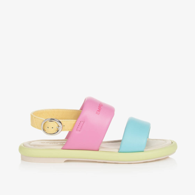 Emporio Armani Kids' Girls Multicoloured Leather Sandals In Pink