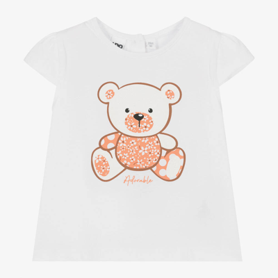 Ido Baby Kids'  Girls White Cotton Teddy Bear T-shirt