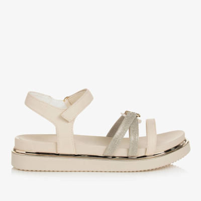 Tommy Hilfiger Teen Girls Ivory Faux Leather Sandals In Multi