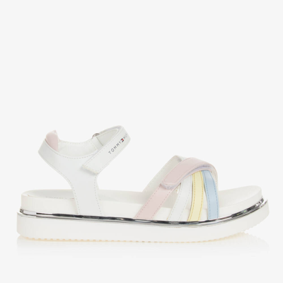 Tommy Hilfiger Teen Girls White Faux Leather Sandals