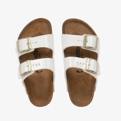 BIRKENSTOCK GIRLS WHITE PATENT FAUX LEATHER SANDALS
