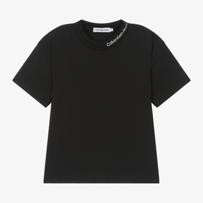Calvin Klein Kids' Boys Black Cotton Relaxed Fit T-shirt