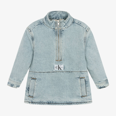 Calvin Klein Kids' Boys Blue Denim Half-zip Jacket