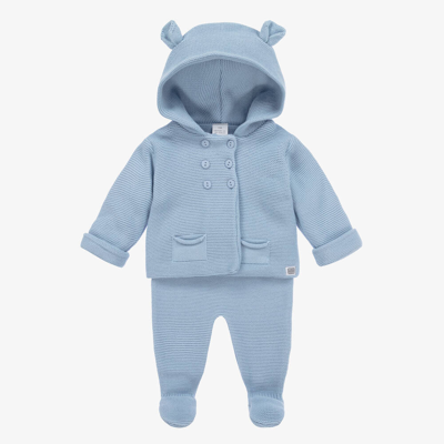 Minutus Babies' Boys Blue Hooded Pram Coat & Trouser Set