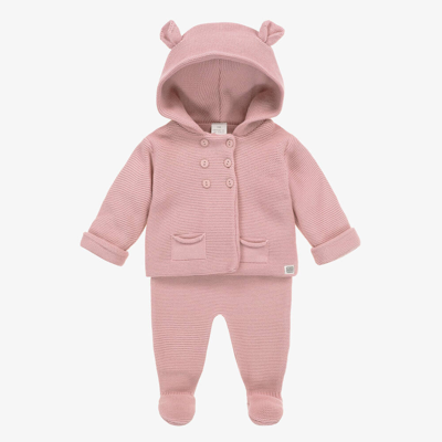 Minutus Babies' Girls Pink Hooded Pram Coat & Trouser Set