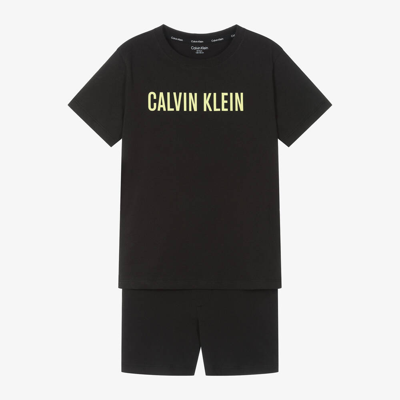Calvin Klein Kids' Boys Black Cotton Short Pyjamas