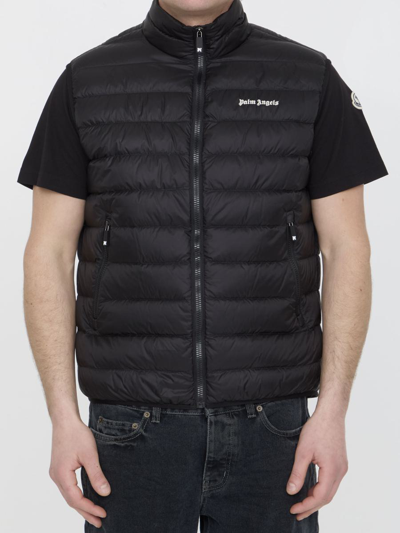 Palm Angels Black Padded Gilet With Logo