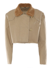Fay 2-hook Canvas Cropped Jacket In Beige