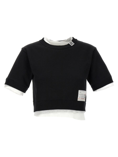 Miharayasuhiro Maison Mihara Yasuhiro Cropped Jumper With Contrasting Inserts In White/black