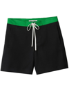 Miu Miu Drawstring-fastening Satin Shorts In Nero+erba
