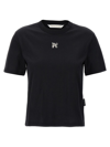 Palm Angels Man T-shirt In Cotone Nera In White/black