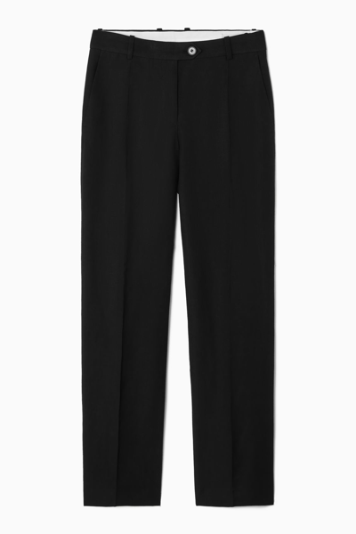 Cos Tailored Linen-blend Trousers In Black