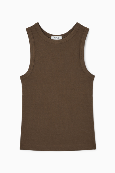 Cos Ribbed Crew-neck Tank Top In Beige