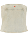 Diesel Bandeau Top In Distressed Denim In Green