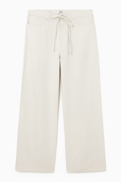 Cos Wide-leg Drawstring Trousers In Beige