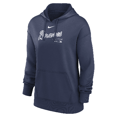 Nike Atlanta Braves Authentic Collection Practice  Women's Dri-fit Mlb Pullover Hoodie In Blue