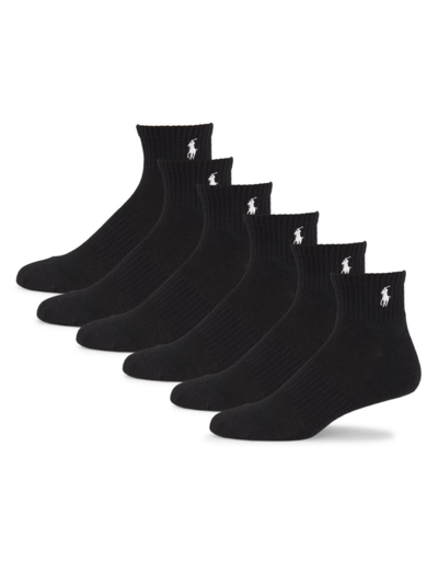 Polo Ralph Lauren Men's 6-pack Logo Stretch Ankle Socks In Black