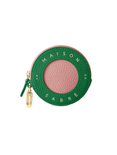 Maison De Sabre Women's Leather Coin Purse In Emerald Lily